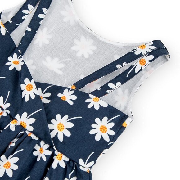 NWT Boboli navy satin dress with daisy print - Picture 6 of 7